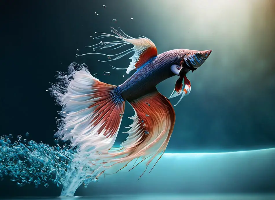 betta fish jumping out of a tank