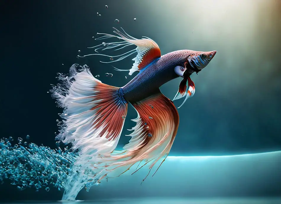 Betta Fish Jumping: 7 Reasons Why & How To Prevent It! 1 betta fish jumping out of a tank